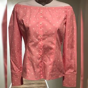 Polka Dot Off The Shoulder Top.